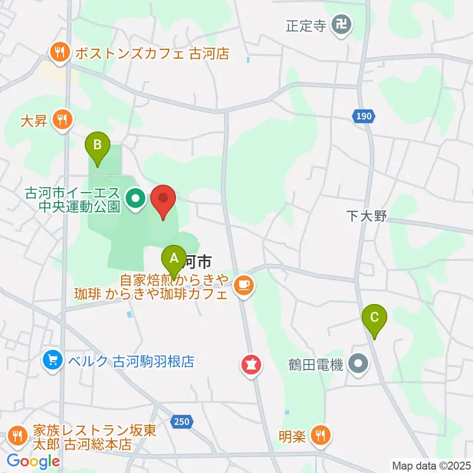 古河市イーエス中央運動公園陸上競技場周辺の駐車場・コインパーキング一覧地図