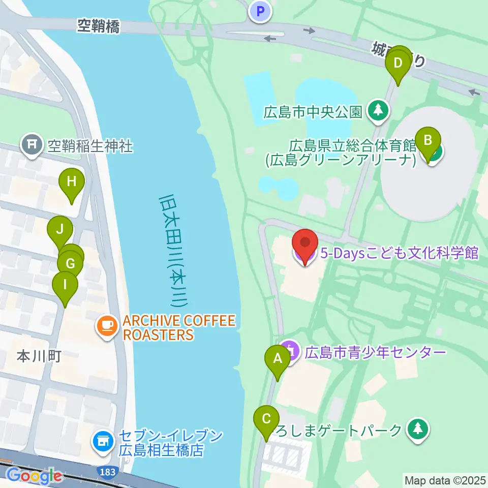 5-Daysこども文化科学館周辺の駐車場・コインパーキング一覧地図