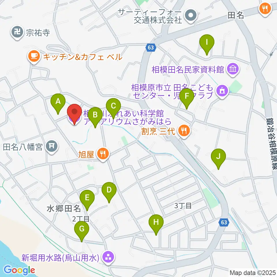 相模川ふれあい科学館 アクアリウムさがみはら周辺の駐車場・コインパーキング一覧地図