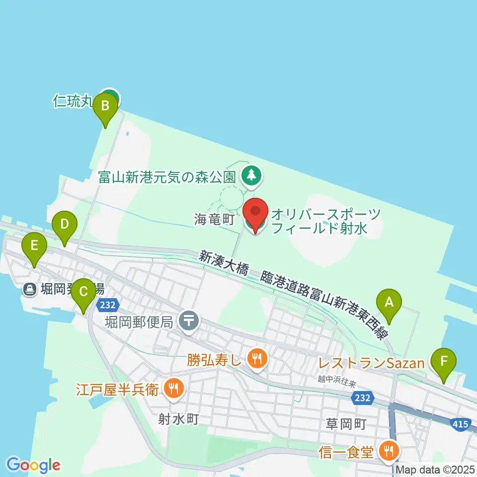 オリバースポーツフィールド射水周辺の駐車場・コインパーキング一覧地図