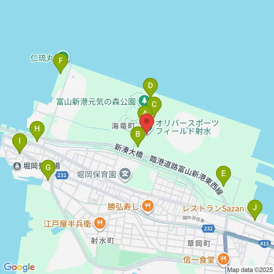 オリバースポーツフィールド射水周辺の駐車場・コインパーキング一覧地図