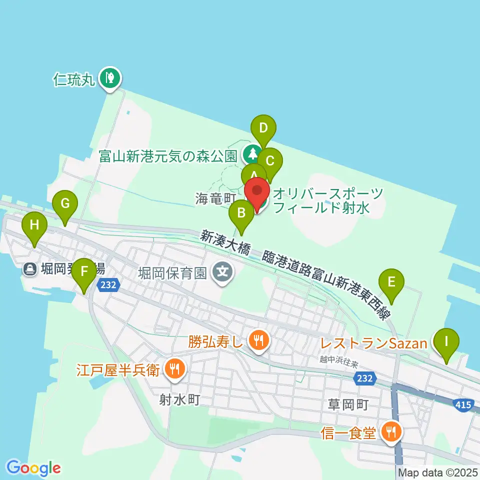 オリバースポーツフィールド射水周辺の駐車場・コインパーキング一覧地図