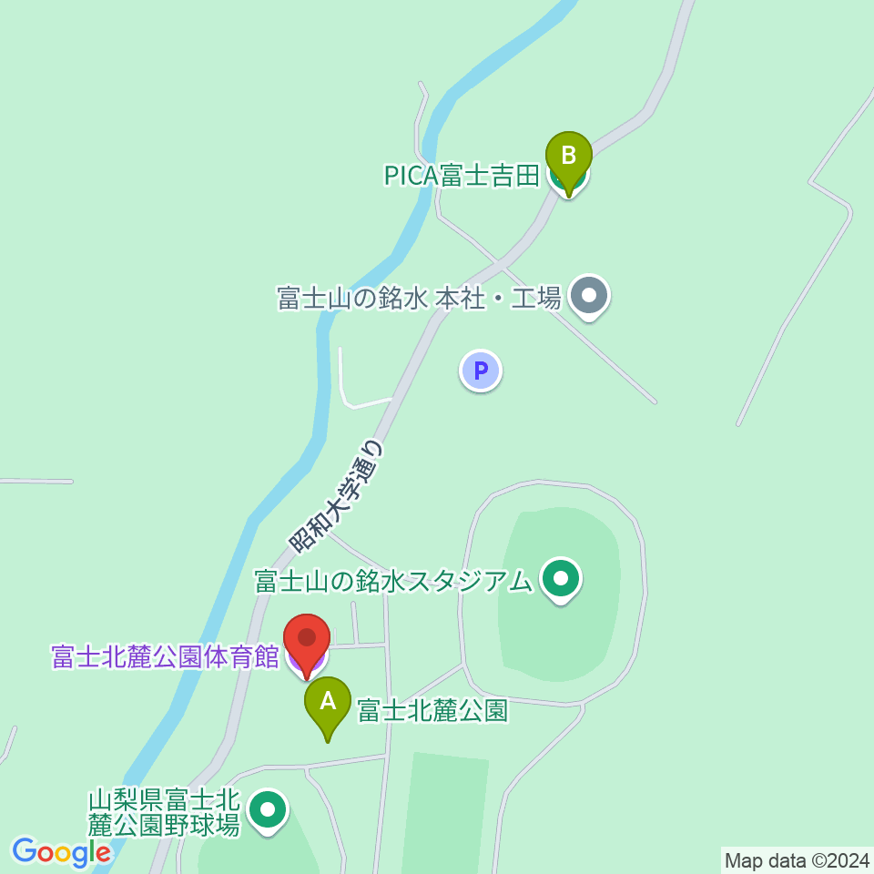 富士北麓公園体育館周辺の駐車場・コインパーキング一覧地図