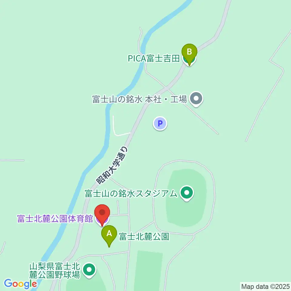 富士北麓公園体育館周辺の駐車場・コインパーキング一覧地図