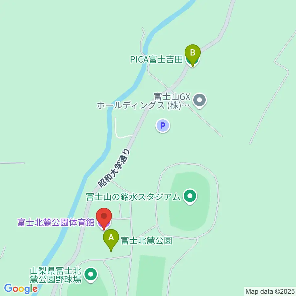 富士北麓公園体育館周辺の駐車場・コインパーキング一覧地図