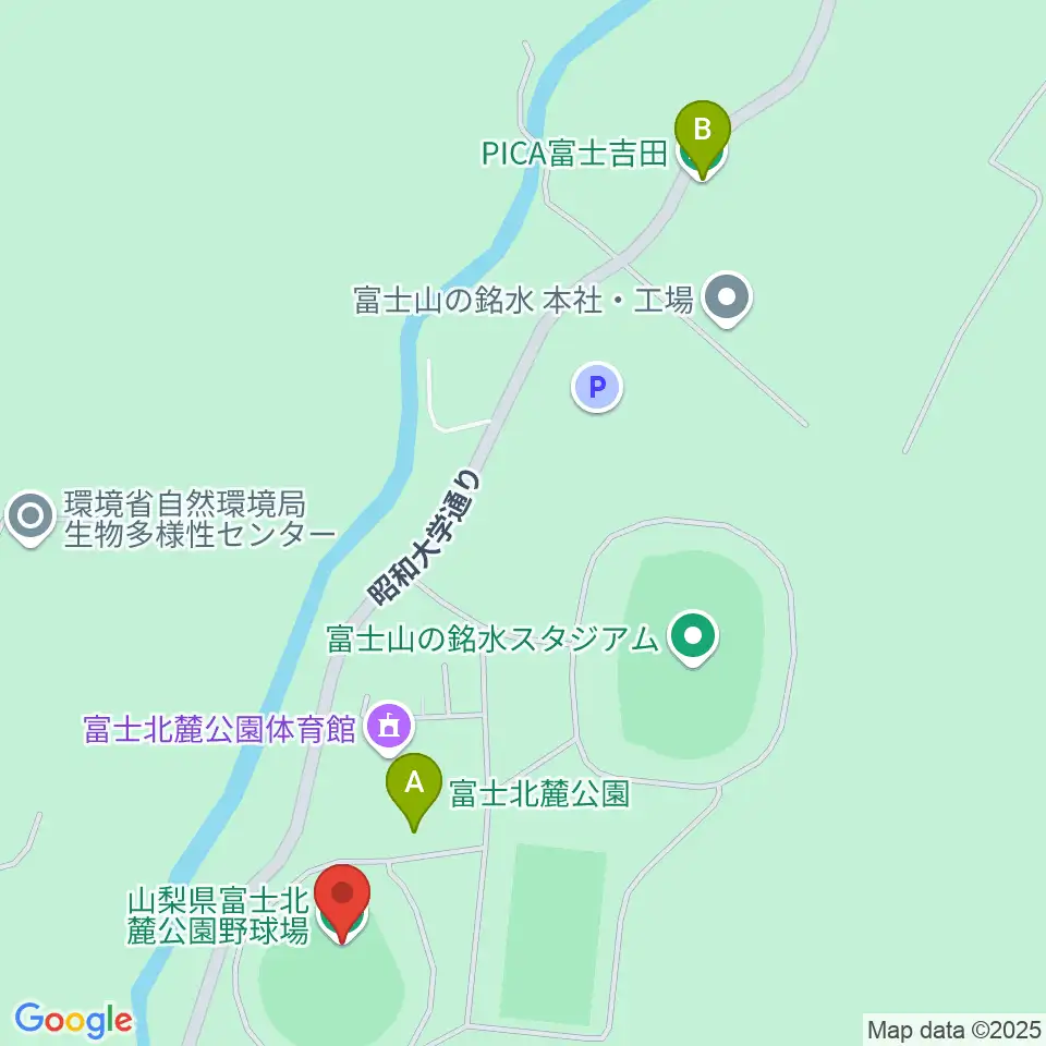 富士北麓公園野球場周辺の駐車場・コインパーキング一覧地図