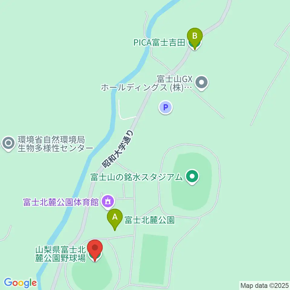 富士北麓公園野球場周辺の駐車場・コインパーキング一覧地図