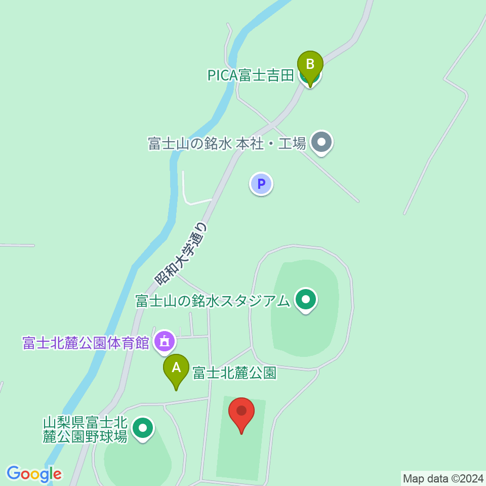 富士北麓公園球技場周辺の駐車場・コインパーキング一覧地図