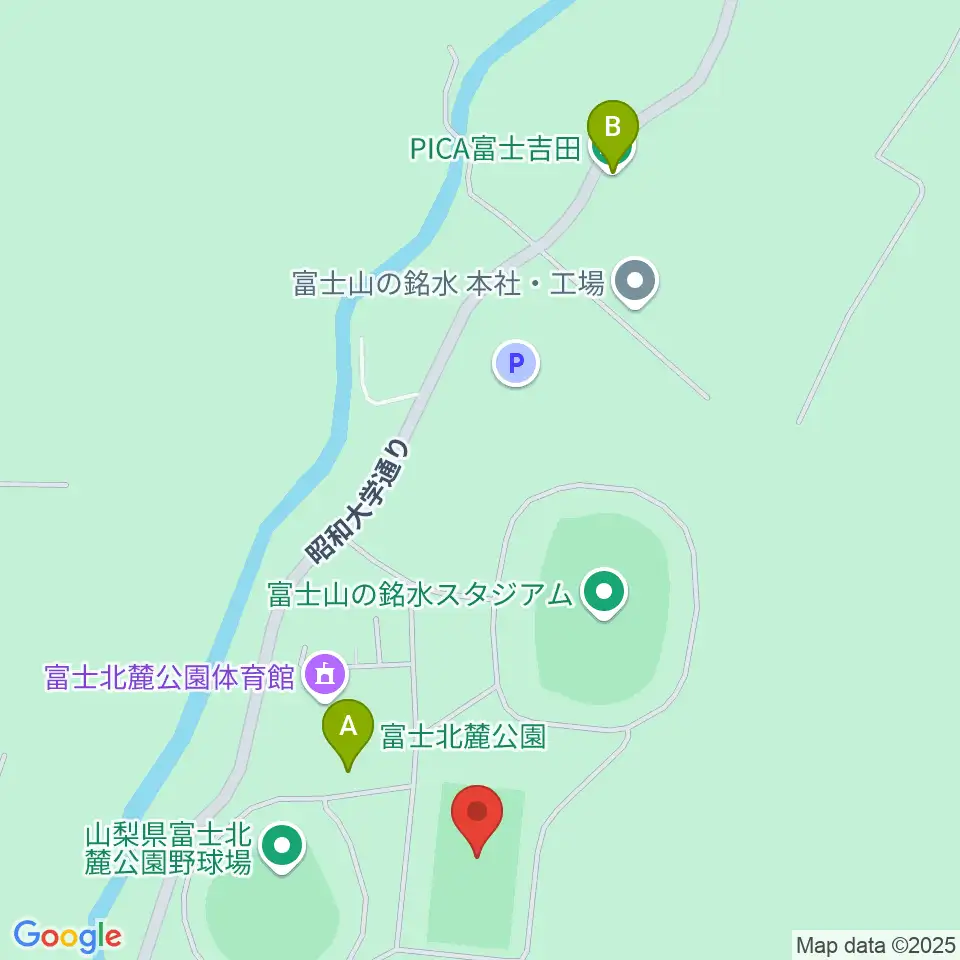 富士北麓公園球技場周辺の駐車場・コインパーキング一覧地図