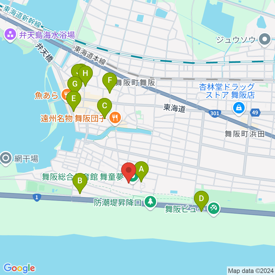 浜松市舞阪総合体育館周辺の駐車場・コインパーキング一覧地図