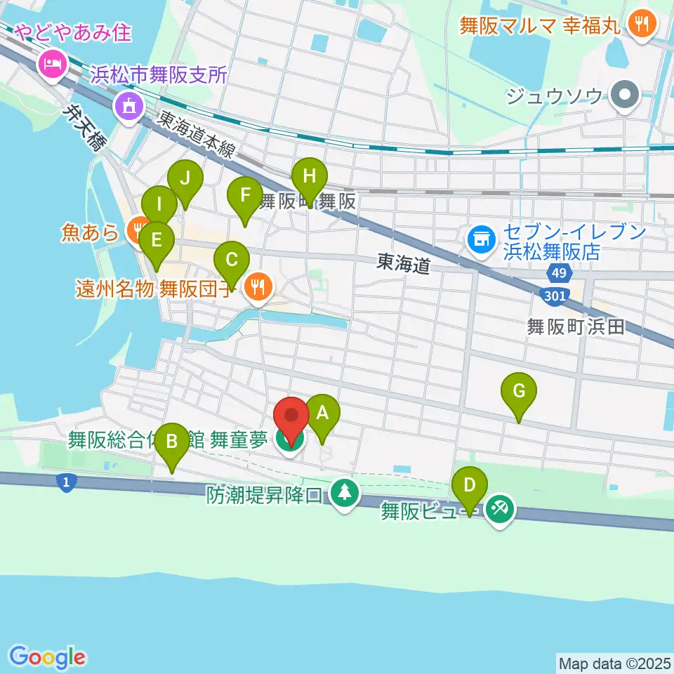 浜松市舞阪総合体育館周辺の駐車場・コインパーキング一覧地図