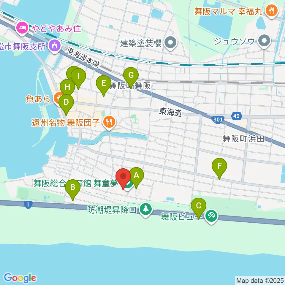 浜松市舞阪総合体育館周辺の駐車場・コインパーキング一覧地図