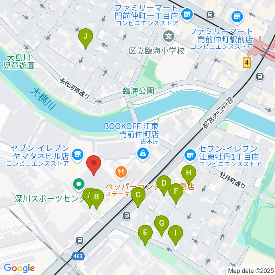 深川スポーツセンター周辺の駐車場・コインパーキング一覧地図