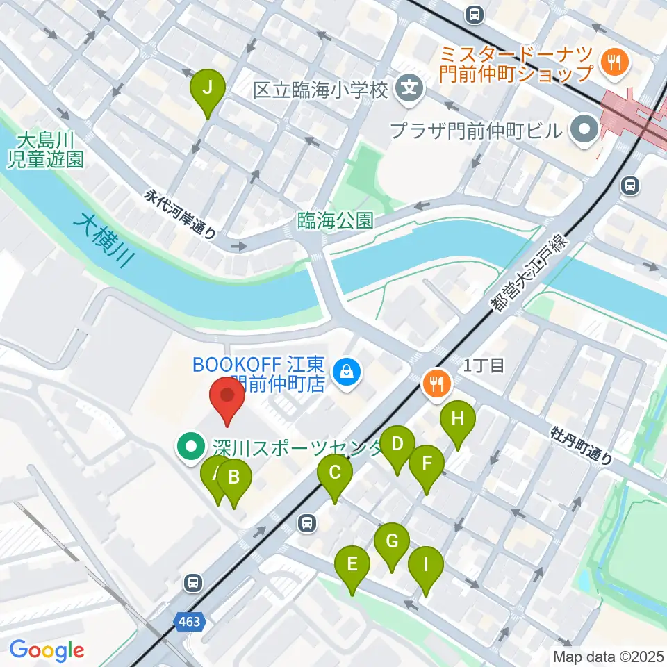 深川スポーツセンター周辺の駐車場・コインパーキング一覧地図