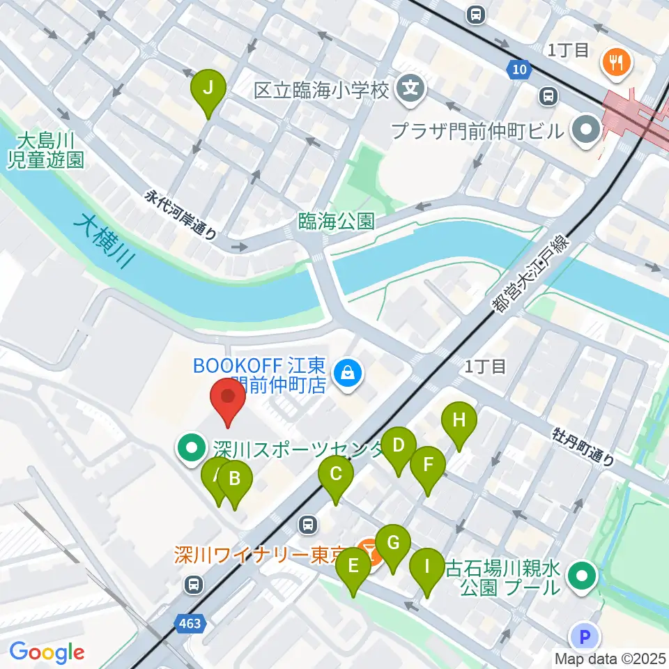 深川スポーツセンター周辺の駐車場・コインパーキング一覧地図