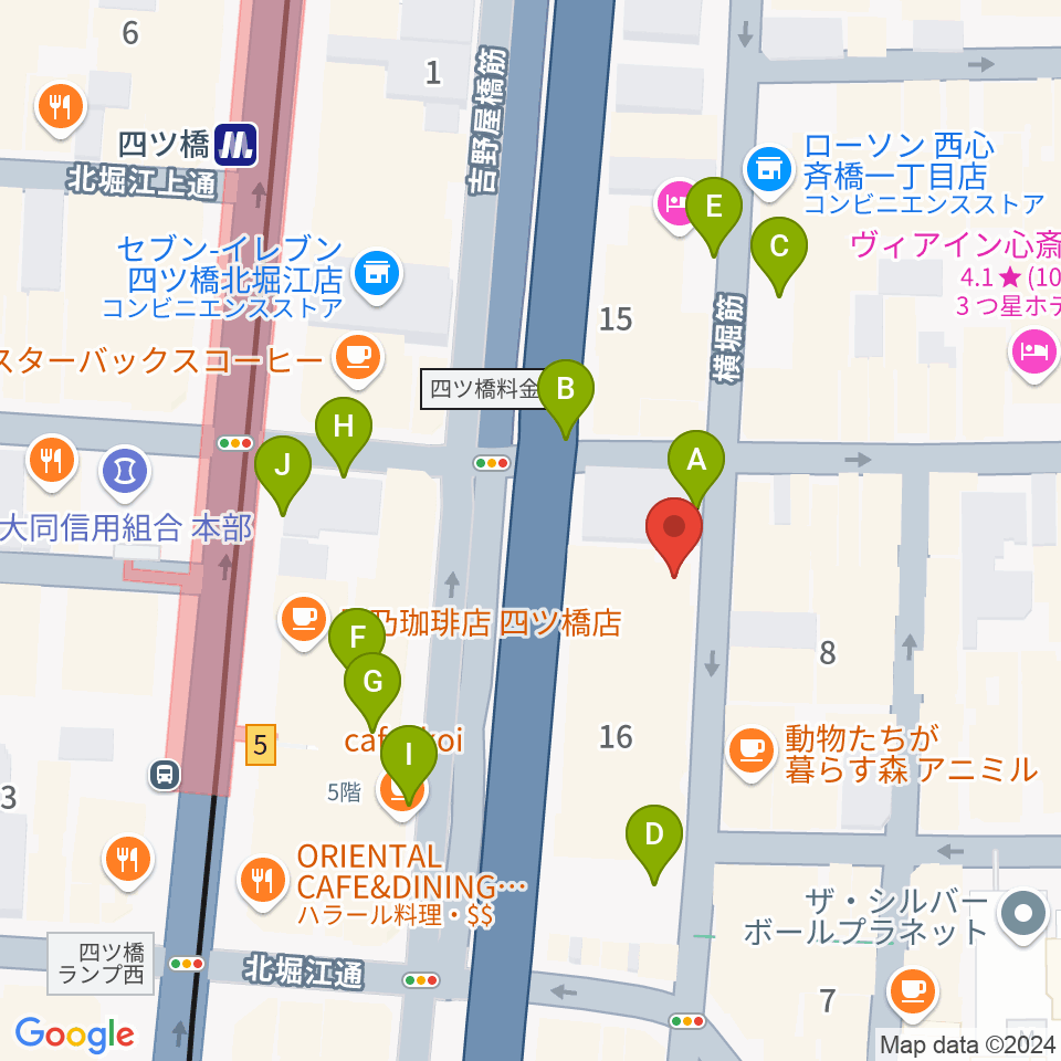 ミュージックランドKEY心斎橋店周辺の駐車場・コインパーキング一覧地図