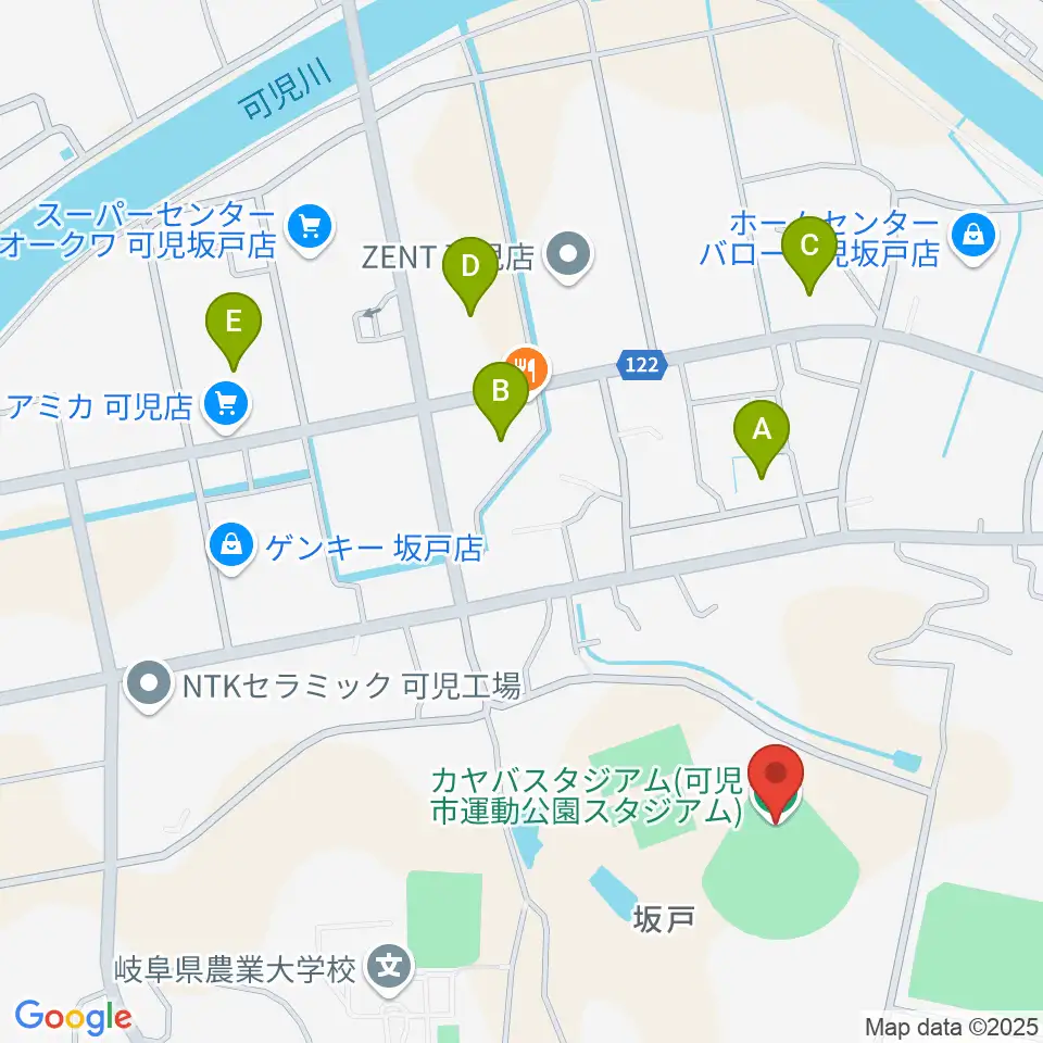 カヤバスタジアム周辺の駐車場・コインパーキング一覧地図
