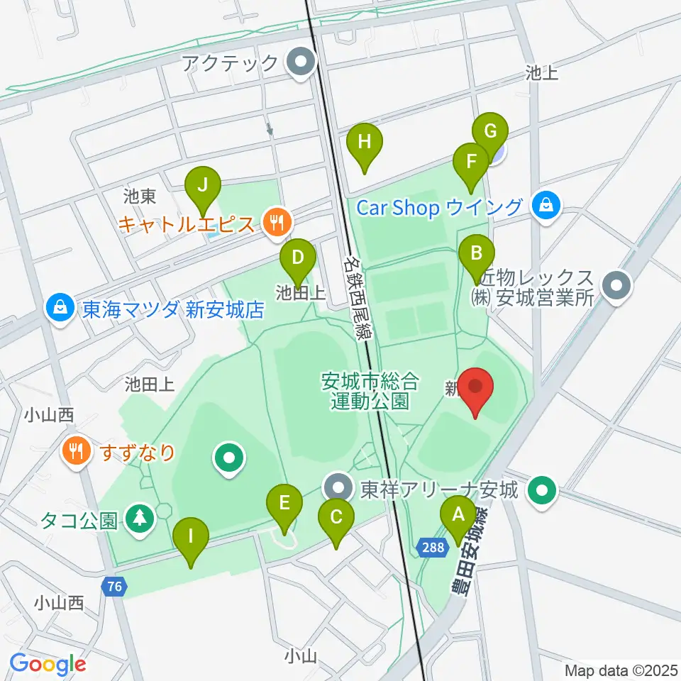 デンソーブライトペガサススタジアム周辺の駐車場・コインパーキング一覧地図