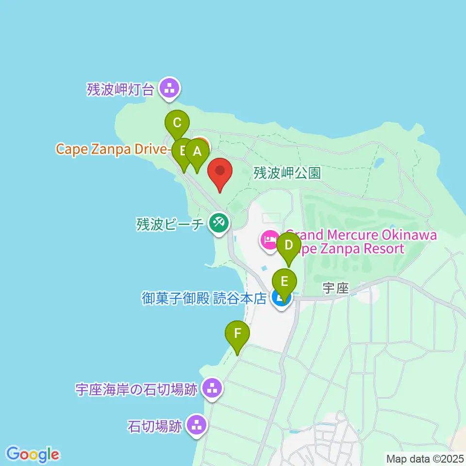 ZANPAプレミアム残波岬ボールパーク周辺の駐車場・コインパーキング一覧地図