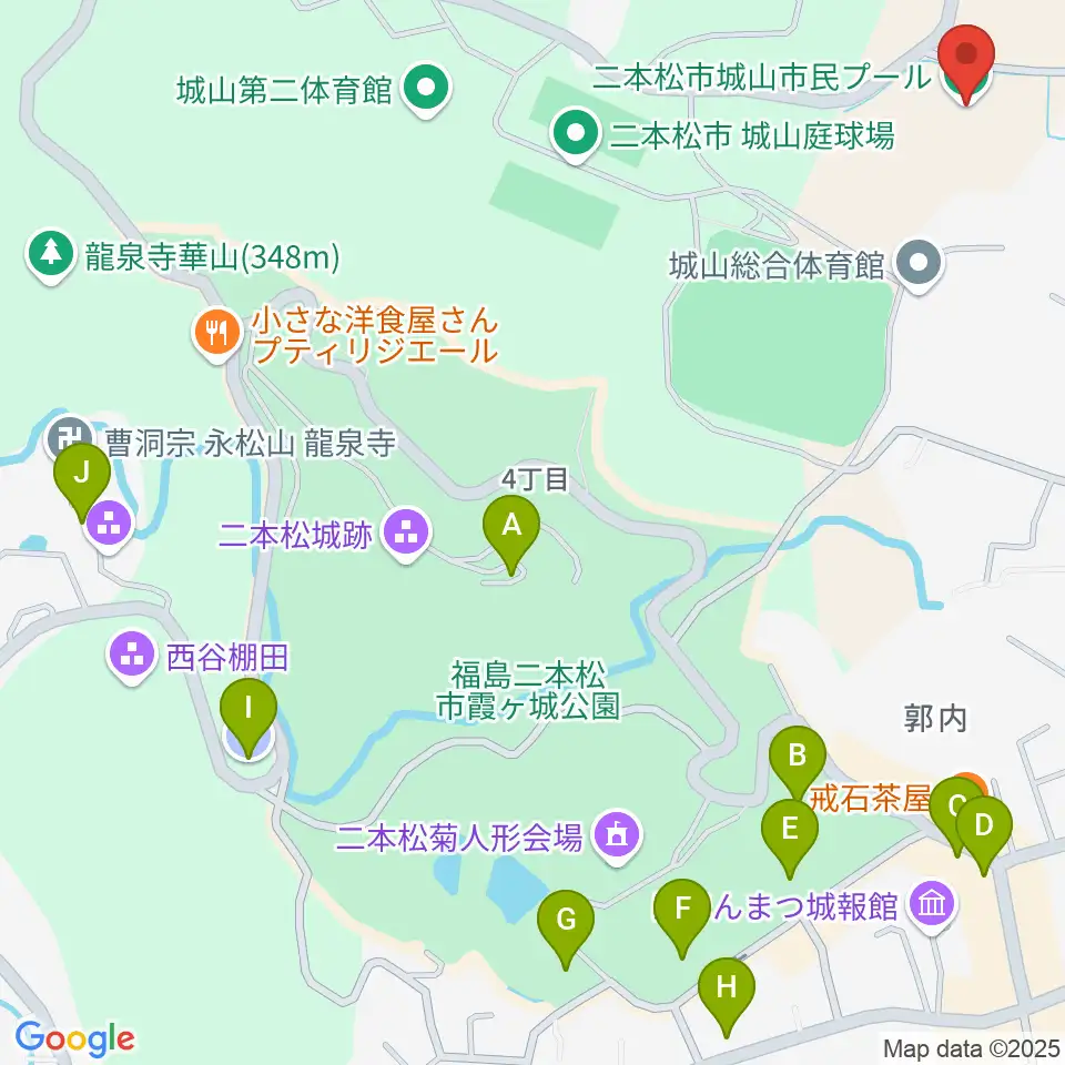 二本松しんきん城山プール周辺の駐車場・コインパーキング一覧地図