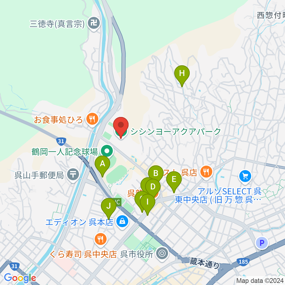 シシンヨーアクアパーク周辺の駐車場・コインパーキング一覧地図