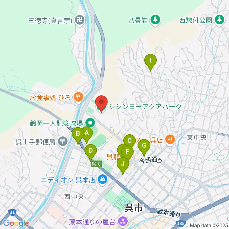 シシンヨーアクアパーク周辺の駐車場・コインパーキング一覧地図