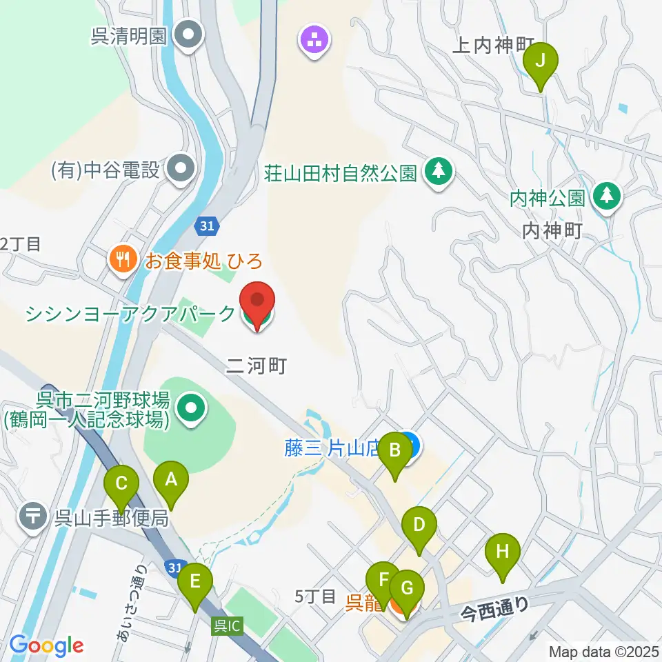 シシンヨーアクアパーク周辺の駐車場・コインパーキング一覧地図