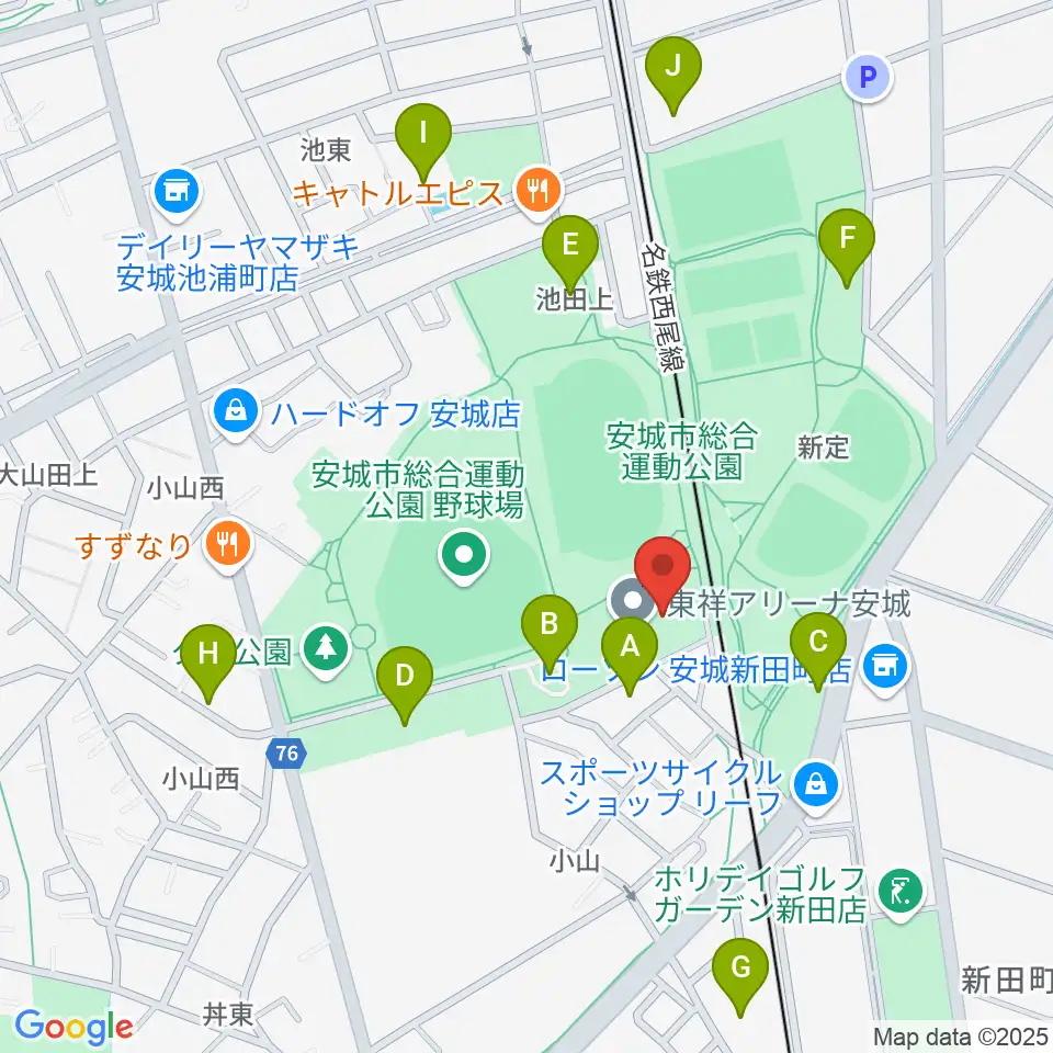 東祥アリーナ安城周辺の駐車場・コインパーキング一覧地図