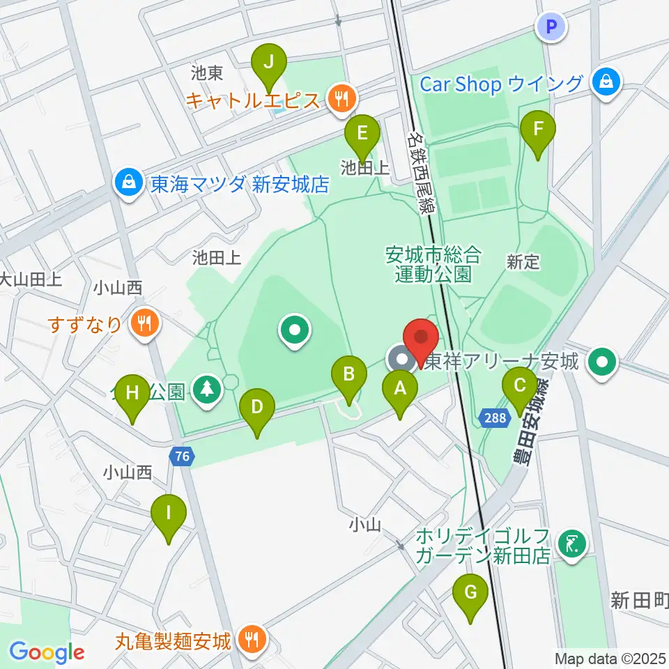 東祥アリーナ安城周辺の駐車場・コインパーキング一覧地図