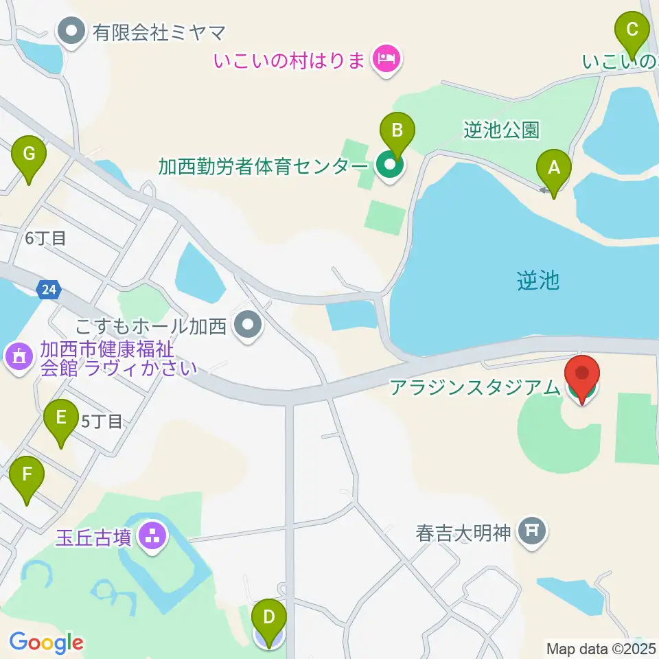 アラジンスタジアム周辺の駐車場・コインパーキング一覧地図