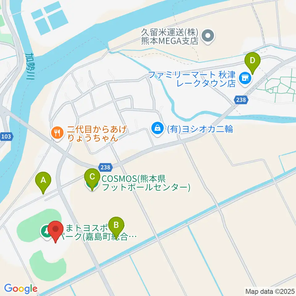 くまトヨスポーツパーク野球場周辺の駐車場・コインパーキング一覧地図