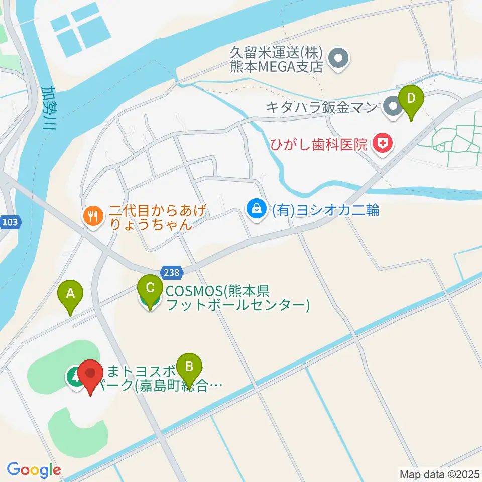 くまトヨスポーツパーク野球場周辺の駐車場・コインパーキング一覧地図