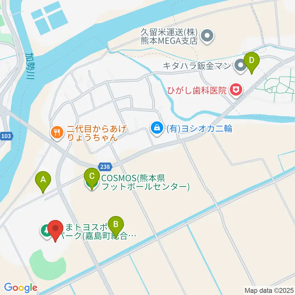くまトヨスポーツパーク野球場周辺の駐車場・コインパーキング一覧地図