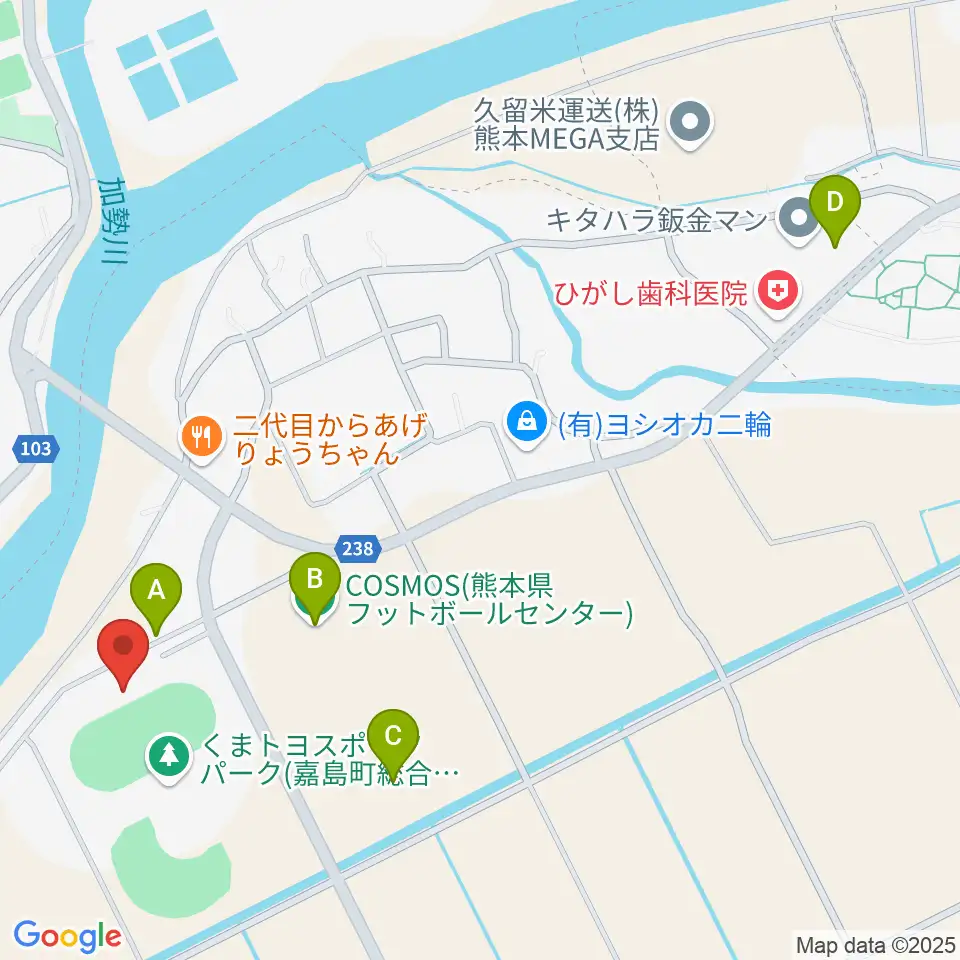 くまトヨスポーツパーク多目的競技場周辺の駐車場・コインパーキング一覧地図