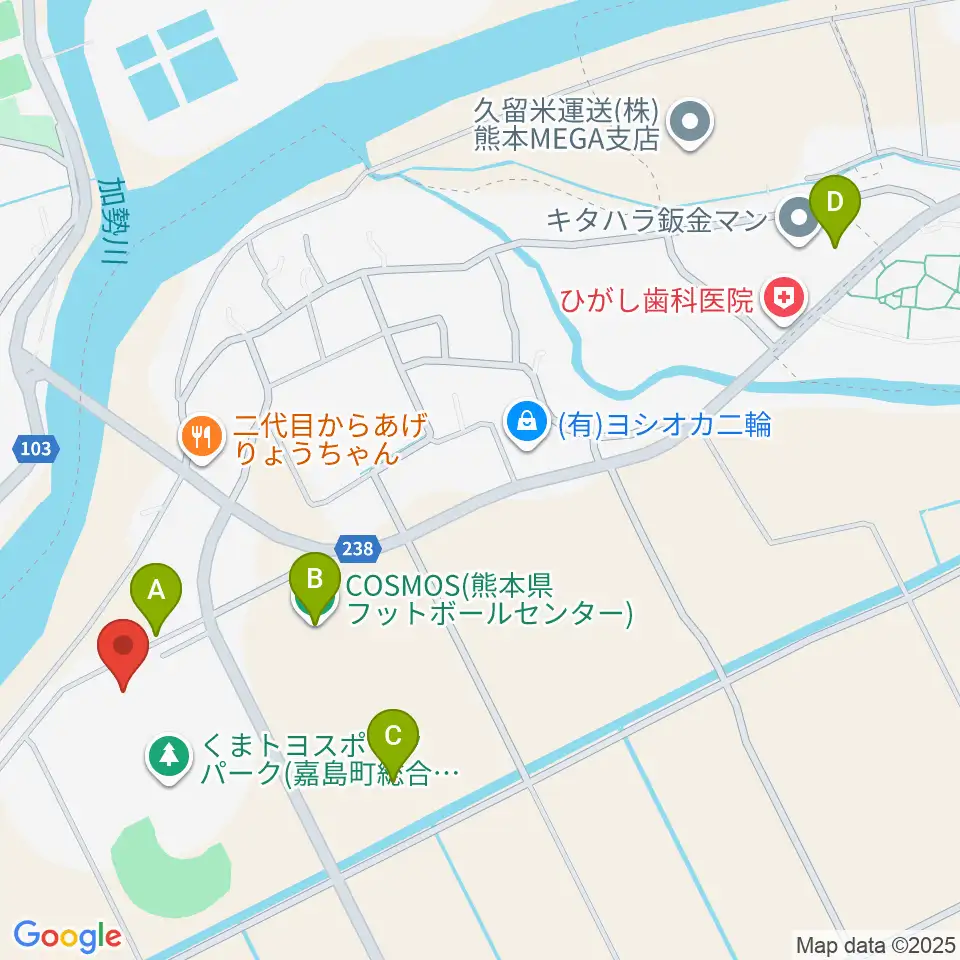 くまトヨスポーツパーク多目的競技場周辺の駐車場・コインパーキング一覧地図