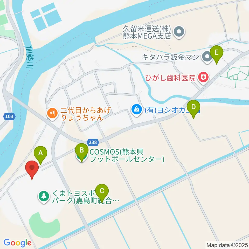 くまトヨスポーツパーク多目的競技場周辺の駐車場・コインパーキング一覧地図