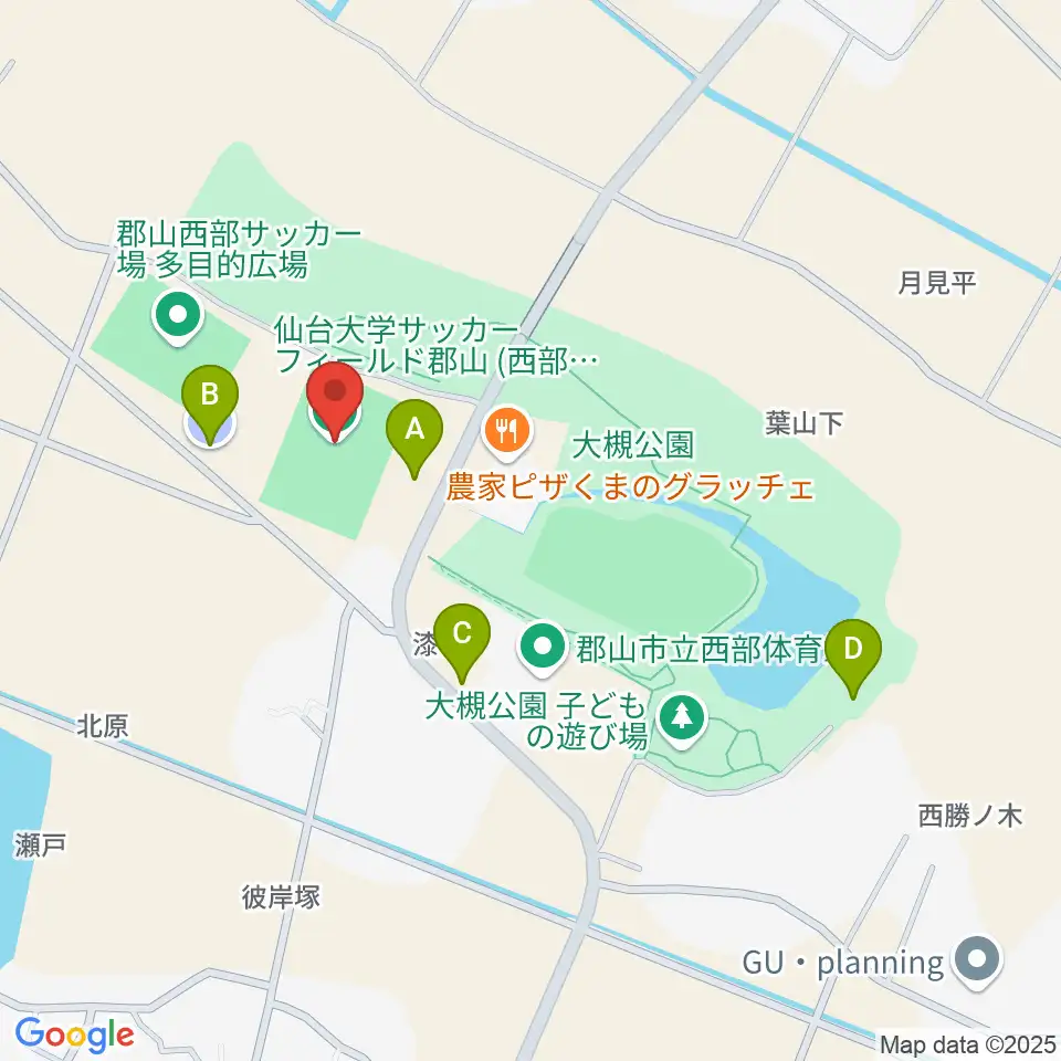 仙台大学サッカーフィールド郡山周辺の駐車場・コインパーキング一覧地図