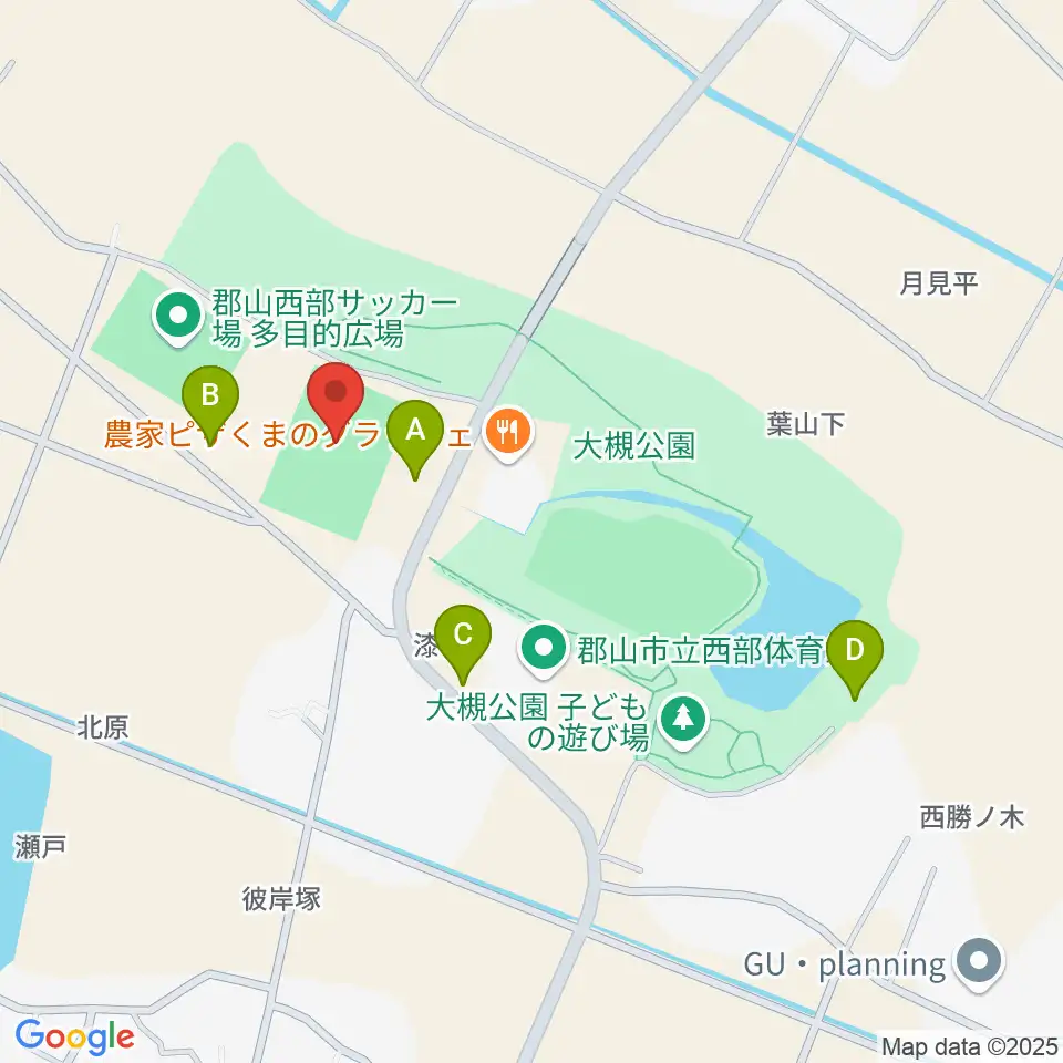 仙台大学サッカーフィールド郡山周辺の駐車場・コインパーキング一覧地図