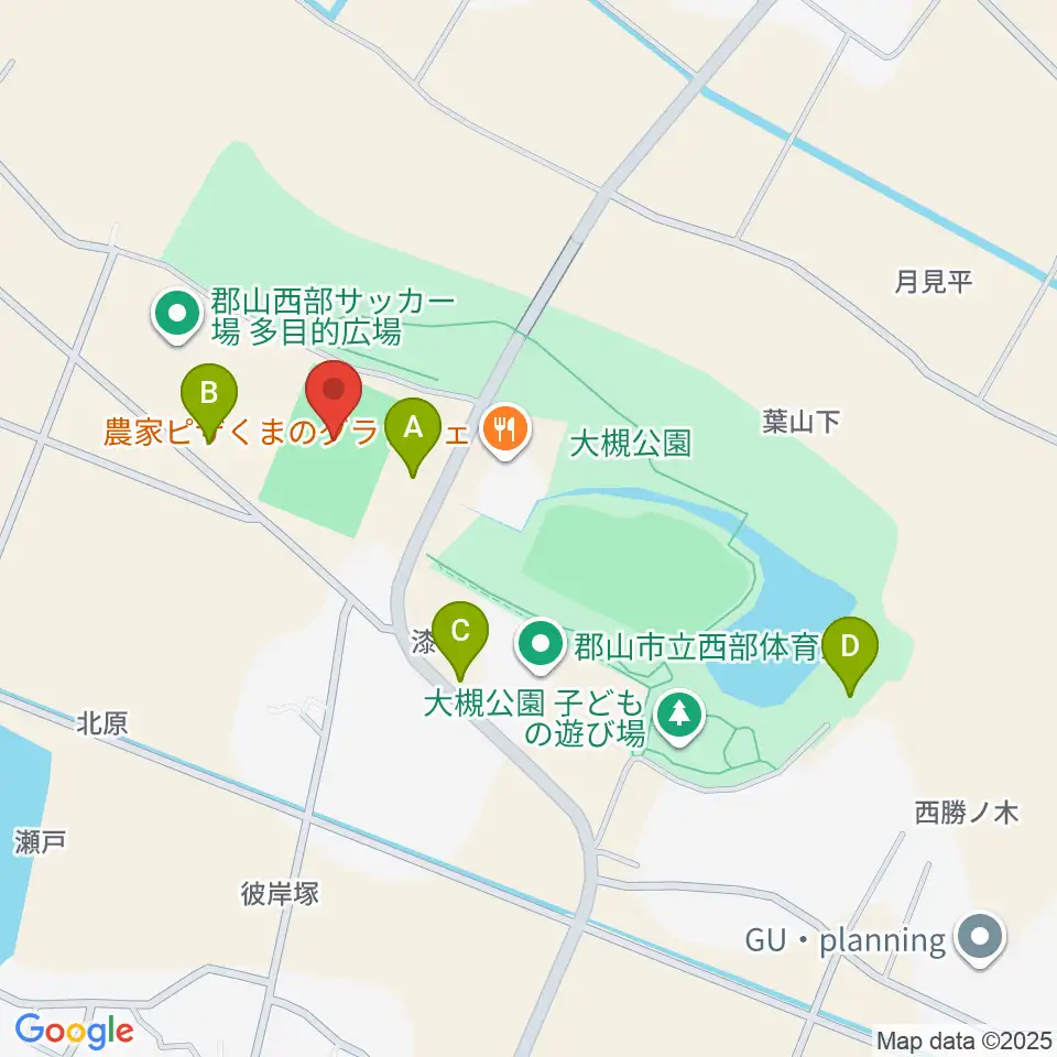 仙台大学サッカーフィールド郡山周辺の駐車場・コインパーキング一覧地図