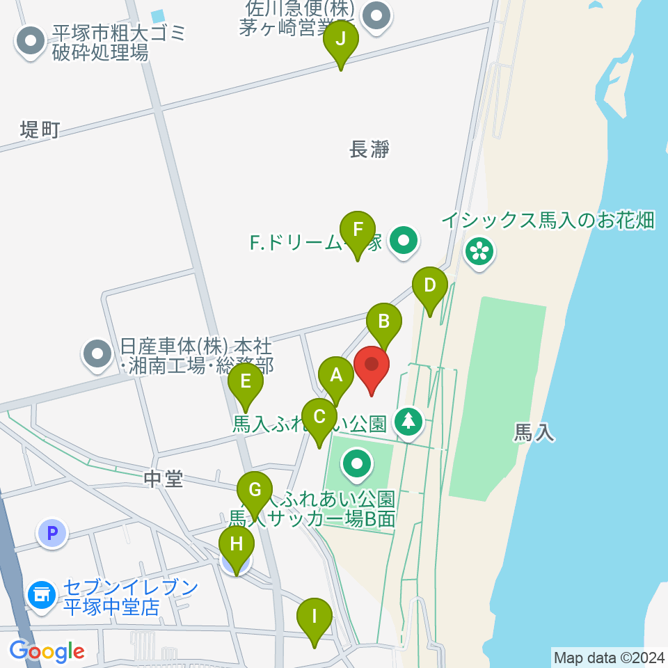 ひらつかサン・ライフアリーナ周辺の駐車場・コインパーキング一覧地図