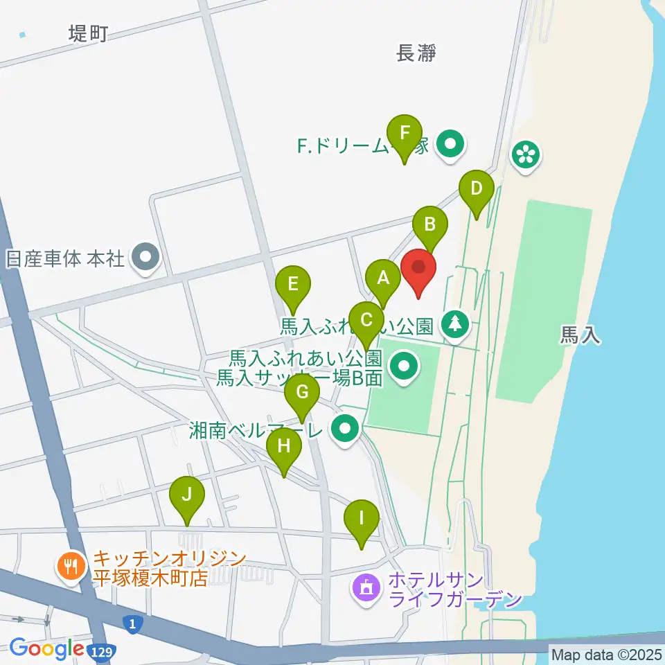 ひらつかサン・ライフアリーナ周辺の駐車場・コインパーキング一覧地図