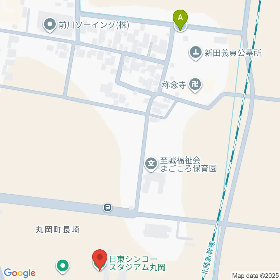 日東シンコースタジアム丸岡サッカー場周辺の駐車場・コインパーキング一覧地図