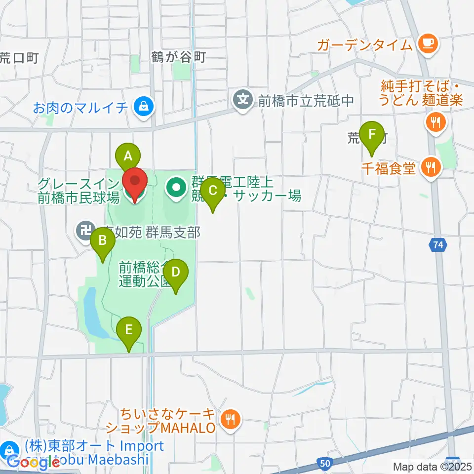 グレースイン前橋市民球場周辺の駐車場・コインパーキング一覧地図
