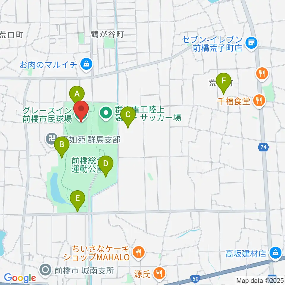 グレースイン前橋市民球場周辺の駐車場・コインパーキング一覧地図