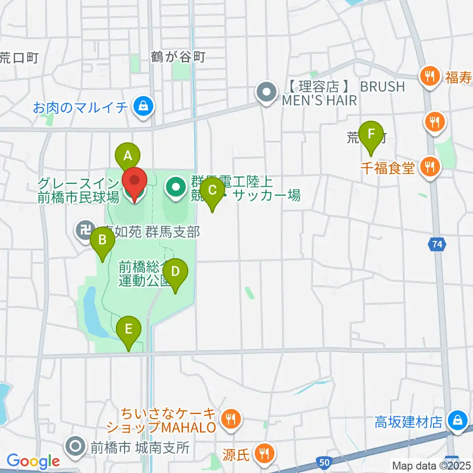 グレースイン前橋市民球場周辺の駐車場・コインパーキング一覧地図