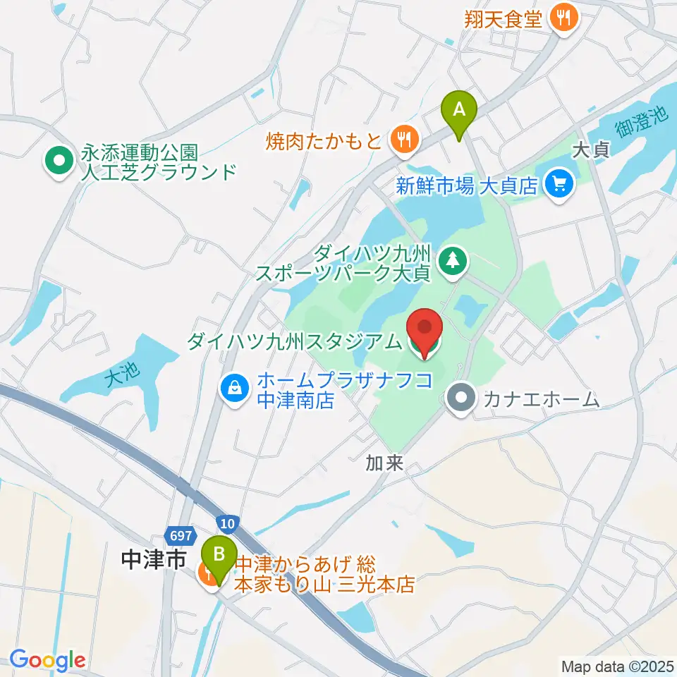 ダイハツ九州スタジアム周辺の駐車場・コインパーキング一覧地図