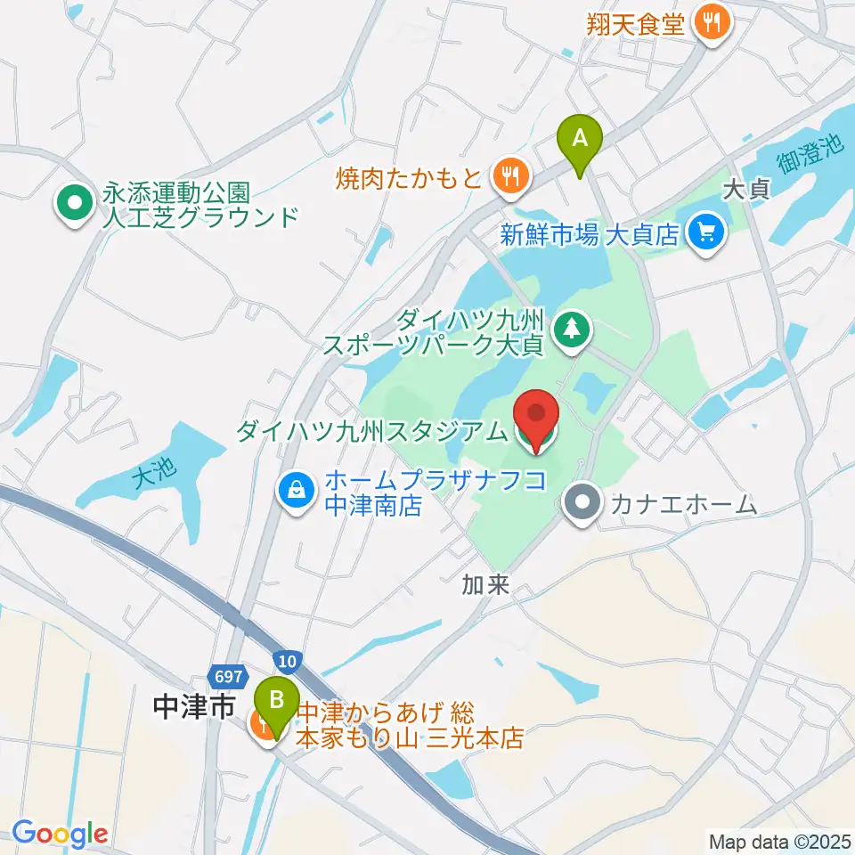ダイハツ九州スタジアム周辺の駐車場・コインパーキング一覧地図