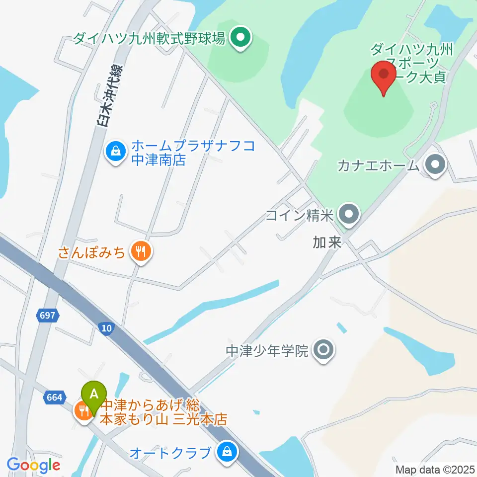 ダイハツ九州スタジアム周辺の駐車場・コインパーキング一覧地図