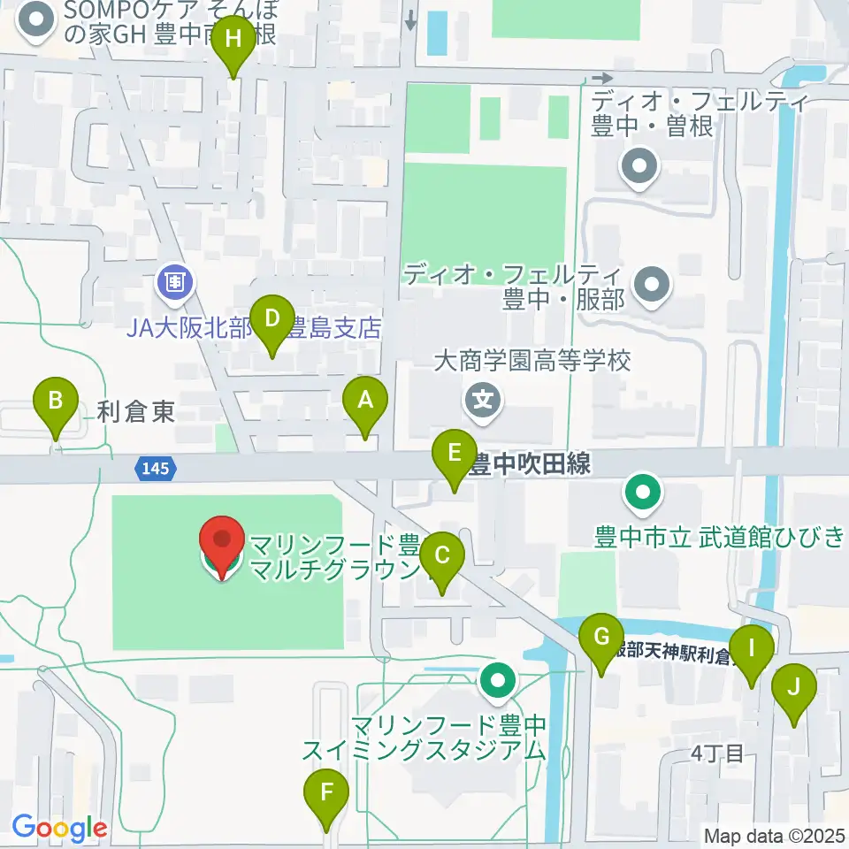 マリンフード豊中マルチグラウンド周辺の駐車場・コインパーキング一覧地図