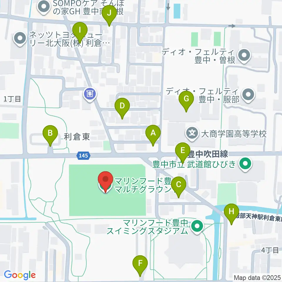 マリンフード豊中マルチグラウンド周辺の駐車場・コインパーキング一覧地図